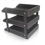 가죽 파일 서류함 보관함 선 중 3단 사무실서류정리함 카키 문서 프레임 용지 갈색 이중블랙 A231 : 로벌픽