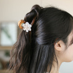 S.W 엔젤슈슈 자개 플라워 꽃모양 꽃무늬 라인 집게핀 큐빅 헤어 머리 핀 : 서원산업