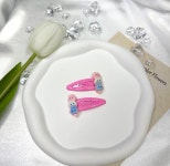 [set]유아 옆머리 물결 똑딱핀 머리핀2p : 모아핀