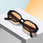 트렌디한 기하학적 프레임 레트로 선글라스, 작은 빈티지 다각형 UV 400 안경, 남녀 공용 : 라벨르컴퍼니