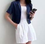 여름 반팔 크롭 마자켓 린넨 자켓 : 모다49