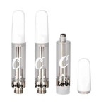 100pcs 쿠키 두꺼운 오일 카트리지 카트 분무기 510 스레드 0.8ml 1.0ml 세라믹 코일 폼 패키지가있는 빈 유리 Vape 탱크 : yunayuna9