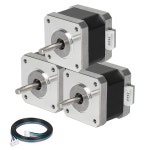YEJMKJ 3 pcs 네마 17 스테퍼 모터 37MM 1.5 A 40Ncm (56.64oz.in ) 2상 42 키트 1.8도 바이폴라 4-리드, 1m 케이블 및 DIY CNC : 지지이열