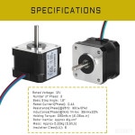 BESJMYT 네마 17 스테퍼 모터 5PCS 고토크 290mNm(41.06oz.in ) 33mm 바이폴라 0.4 A-12 V 1.8 Deg 2 상 4 로봇/3D 프린터/CNC : 지지이열