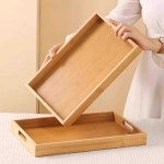 나무 쟁반 사각모양 나무 대나무 쟁반 음식 요리접시 두꺼워진 더블 이어 트레이 52+34+3 : 뉴다운84