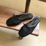 [G3417] 여성 스퀘어 뮬 시스루 메쉬 리본 슬리퍼 : 새로이클라쓰