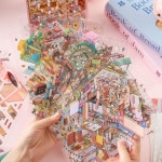 에프지컴퍼니 | 3D 입체 스티커 방꾸미기 집꾸미기 미니어쳐 DIY 다운타운 씬스티커북 : 꾸꾸러기