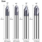 ASNOMY 4Pc 카바이드 챔퍼 엔드 밀 V 그루브 라우터 비트 60도 및 90도, 조각 조각을 위한 플루트 CNC 밀링 커터 3개 1 1/8 60 Degree... 