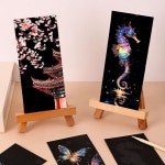 12PCS DIY 스크래치 티브 아이를위한 그림 미술 다채로운 에이 용품 종이 필기 크리 Animal : 비비셀렉트