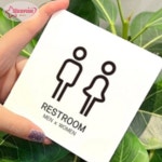 서락 RESTROOM 알림판 13x13cm 4호 돌출화장실표지판 restroom 화장실사인 : 서락추천샵