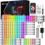 브레이크 턴 시그널이 포함된 22Pc 모터사이클 리드 언더글로우 키트, 디트리오 앱/RF 리모컨이 RGB 조명, 듀얼 존, 모터사이클용 12V 방수... 