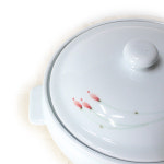 백자 단고재 동백 찜기 특대 (가로 21 cm) 찬기 그릇 찜기 이바지 그릇 죽그릇 탕기 : 도자기 토비