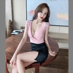 힙 포인트 반팔 원피스 클럽 스커트 사우나 목욕 발 레이스 숏 여성 여름 : 시애틀시골총각