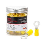 HKS 60PCS 절연 링 터미널 1/4인치 노란색 12-10 AWG - M6 주석이 : 씨유리테일