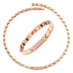 [하치] 여성 순 티타늄 자기 팔찌와 목걸이 헤마타이트 정전기 제거 팔찌 목걸이 보석 세트 로즈 골드 : Atelier Yoko