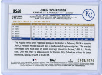 [2024장 생산] 탑스 존 슈라이버 캔자스시티 로열스 US60 : A 에이든