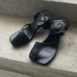 [G3461] 여성 스퀘어 반쪽 스트랩 7CM 미들힐 샌들 : 새로이클라쓰