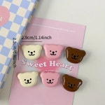 6pcs 세트 냉장고 자석 귀여운 곰 장식 핑크 곰 화이트 보드 고정 스티커 주방 홈 인테리어 : 도쏠라직구