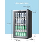 COMFE CRV115TAST 쿨러 115캔 음료 냉장고 조절 가능한 온도 조절기 스테인리스 스틸 프레임이 있는 유리 도어 리버서블 힌지 및... 
