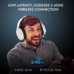 PC, , , 스위치, Mac, 모바일용 타겟 2.4G 무선 게이밍 헤드셋 - 회전 및 접이식 블루투스 V5.3 헤드폰-20시간 배터리 및 RGB 라이트 메모리... 