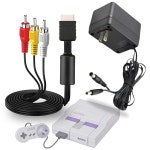 슈퍼 SNES 네스 1 시스템 게임 콘솔 번들 세트용 외부 TV 화면 모니터에 AC 전원 공급 장치 + 오디오 비디오 RCA AV 케이블 어댑터 코드... 