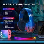 , , PC, 스위치, 게이밍 오버 이어 무선 헤드폰용 2.4GHz 무선 게이밍 헤드셋, 노이즈 캔슬링 마이크, 7.1 스테레오 사운드, 40시간 이상 배터리... 