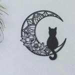 고양이장식 HELLOYOUNG 고양이와 달 금속 홈 장식 검은 벽 조각 애인 : 평화종합유통