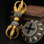 티벳 금강령 액운방지 소원성취 공양 백동 불교 귀신퇴치 금강저 귀신 법구 네팔 법당 A타입 황동 골드 : 청운직구