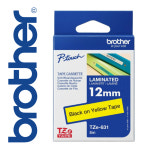 브라더 라벨테이프 Tze-631 폭12mm 노랑바탕 검정글씨 : 오에이플러스