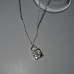 925 실버 미니 자물쇠 큐빅 포인트 은 목걸이 : COOY 코이