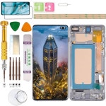 (지문 없음) 삼성 갤럭시 S10+ 플러스 SM-G975U, G975U1, G975F, G975W, G9750, G975N, G975X, SC-05L 화면 교체 키트(블랙)용 LC... 