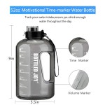 루이 도네 52온스 물병 타임 핸들 브러시가 포함 대형 병에 조이 스포츠 저그 헬스장 캠핑 야외용 BPA 프리 누수 방지 그레이 1L Clear... 