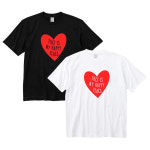 감성 하트 레터링 오버핏 라운드넥 남녀공용 프린트 반팔티셔츠 HR1783 : 엽동네