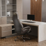 해솔가구 사무용 고급책상 609 화이트오크 책상세트 사이드포함 중역실가구 : 해솔퍼니처