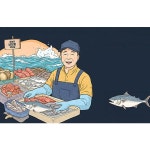 바다 신선 회 횟집 수산 생선 물고기 sea food 씨푸드 어부 어촌 해물 식당 시장 파르텔 벽지 시트지 롤스크린 : 으뜸데코