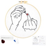 초보자를 위한 크래프마노에 핸드 자수 스타터 키트, 카운트 스탬프 크로스 스티치 쉬운 재미있는 바늘 포인트 원단, 후프 및 비디오... 