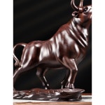 장 소띠 월스트리트 황금 세라믹 액세서리 미니 입주 황소인형 선물템 돈복 C13 흑단나무 세공 길이 10cm : 우수7