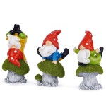 Hodao 3 PCS 봄 요가 버섯 놈 장식 여름 엘프 피규어 선물 활기찬 정원 조각상 야외 녹색 를 위한 Gr Gr Gr : 구푸1