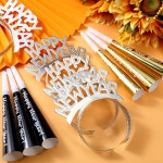 Shappy 24Pcs 파티 용품 해피 이어 헤드밴드 사운더 노이즈 메이커 이브 장식 Gold : SMELLS NEW