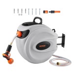 9패턴 노즐이 있는 VEVOR 84피트 x 5/8인치 가든 워터 호스 릴과 5피트 리드가 50피트 3/8인치 하이브리드 에어 : 모두담은몰