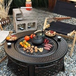 둘레로 차 장인 모닥불 스 테이블 가정용 끓이기 숯불 빌라 야외 바베큐 정원 화로 대형 숯 1 바베큐테이블 테이블커버 레인커버 : 물보라마켓