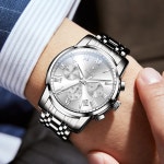 탁소 워치 남성 스테인리스 스틸 럭셔리 다이아몬드 크로노그래프와 데이트 비즈니스 렐로이 드 홈브레 : 블럭포인트