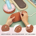 메카닉스티 2Pcs 크로셰 백 하단, 5.9 x11.8 타원형 지갑 하단 가죽... 패드, 구멍이 있는 DIY 핸드백 제작 용품용 쿠션 베이스, 커피 : 메이크인랩