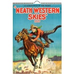 대형 월 캘린더 2025 초기 서부 빈티지 영화 포스터 와일드 웨스트 카우보이 ~ 12페이지 12 x17 : 빠까리샵