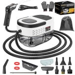 휴대용 스팀 , 2500W 고압 머신, 1 6L 물탱크, 3단계 조절 가능 손잡이, 가정용 청소용 찜기, 자동차 디테일링, 침대 벌레, 가구, 소파... 