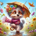 우슬레타이오 강아지 다이아몬드 페인팅 키트, 플라워 아트 DIY 5D 페인팅, 가족용 키트 14x14 인치 홈 월 장식 G7813-US : everypick