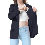 엑사루스 블레이저 긴 소매 노치 칼라/라펠 칼라와 이너 포켓 프론트 캐주얼 수트 Black-cropped 8 Years : 퍼플제3