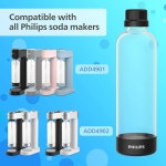 탄산염 병 ADD910BKOQ/37, 1L 트윈 팩 재사용 가능한 페트 물병 호환 스파클링 워터 메이커, ADD4902BKOQ/37용 2팩, ADD4902WHOQ/37 및... 