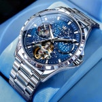 Angel  패셔너블한 별펀칭 전자동 비지니스 펀칭 방수 남성 시계 : 사계절의 꽃