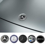 57mm 자동차 금속 플랫 후드 엠블럼 전면 배지 로고 스티커 메르세데스 호환 벤츠 호환 AMG W212 W205 W177 W247 CLS CLA CLK CLG 호환... 